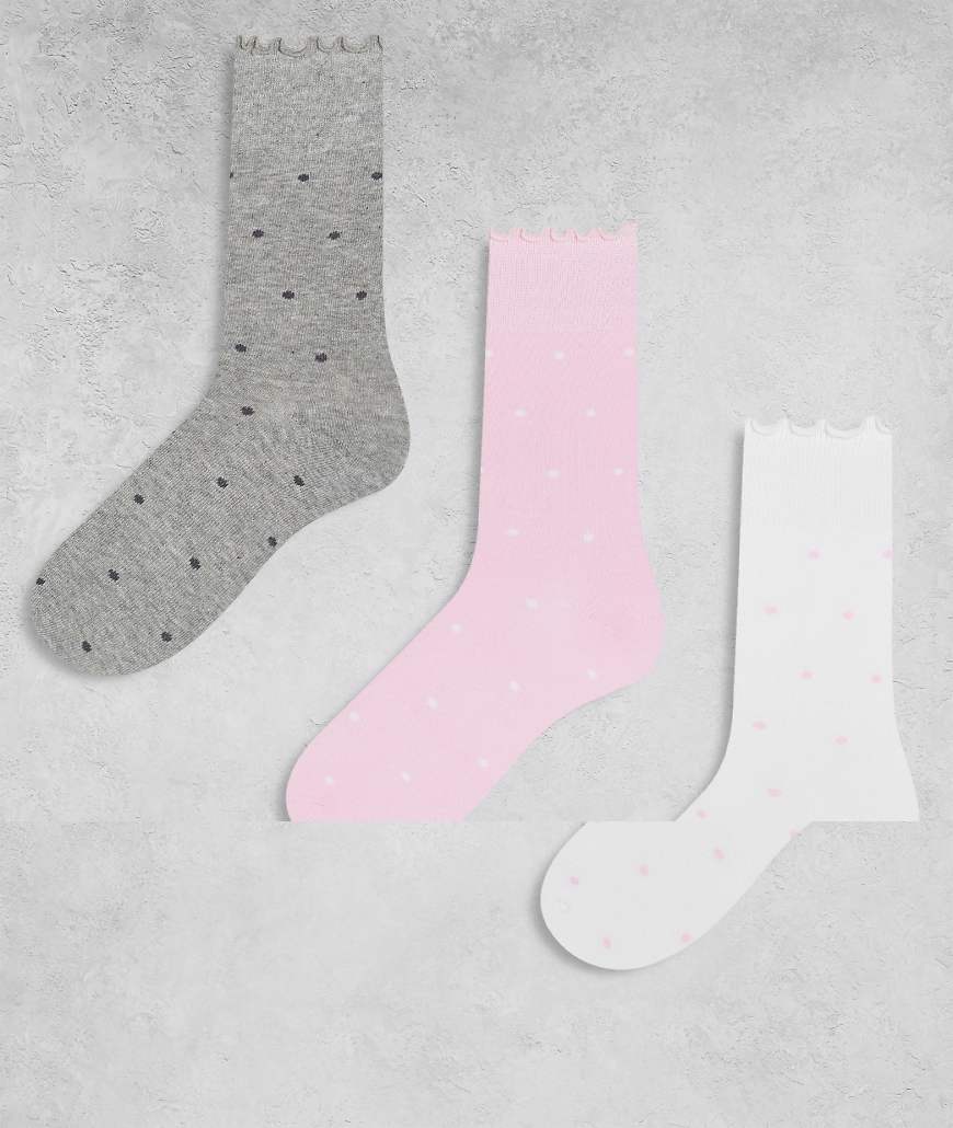 JJXX - 3er-Pack gepunktete Socken in Weiß-Mix von JJXX