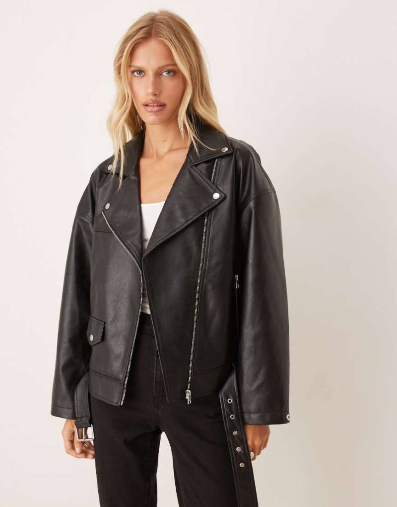 JJXX - Bikerjacke aus Kunstleder in Schwarz von JJXX