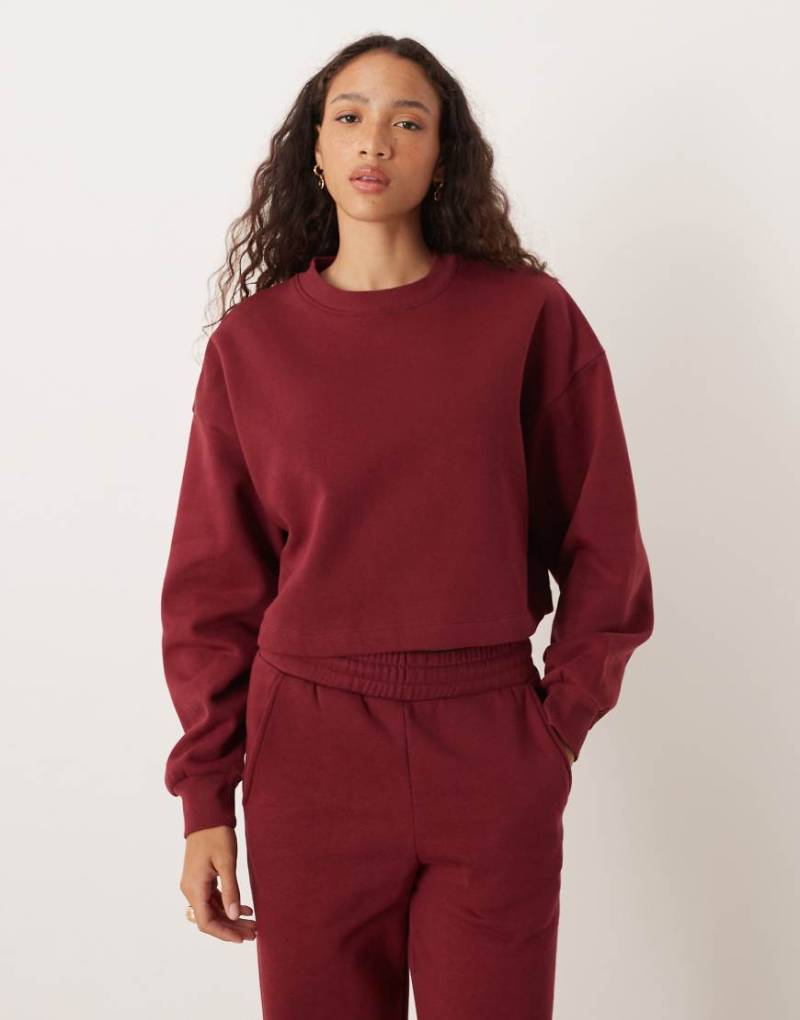 JJXX - Cropped-Sweatshirt in Burgunderrot mit Oversize-Passform von JJXX