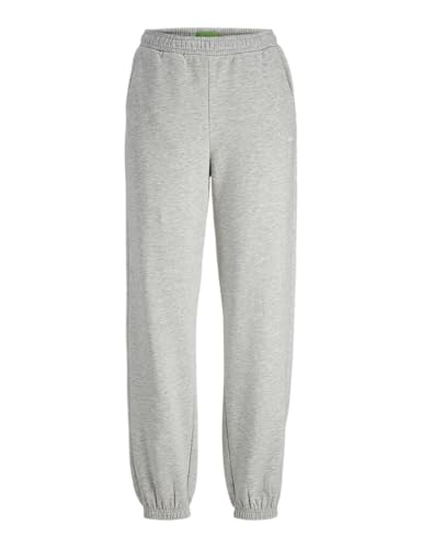 JJXX Damen JXABBIE RLX HW Every Pants SWT NOOS Sweatpants, Light Grey Melange/Print:Bright White Logo, S von JJXX