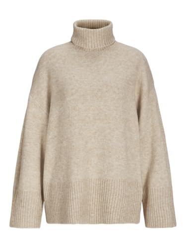 JJXX Damen JXALIA Diverse ROLL Knit Strickpullover, Peyote/Detail:/Limeade Neck Piping, L von JJXX