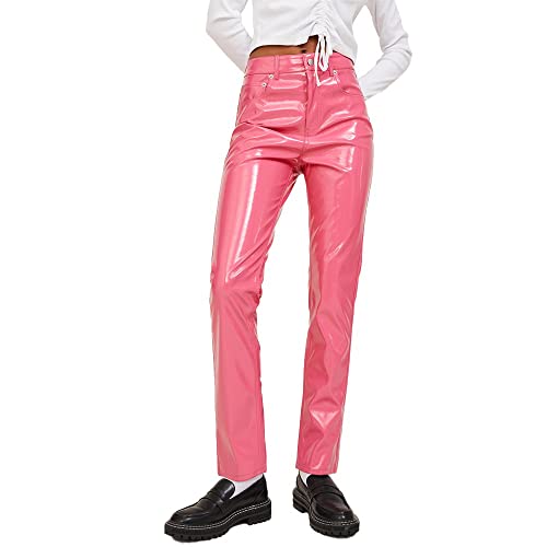 JJXX Damen JXBERLIN Slim HW Faux Leather Pants SN Hose, Carmine Rose/Detail:Shiny, XS von JJXX