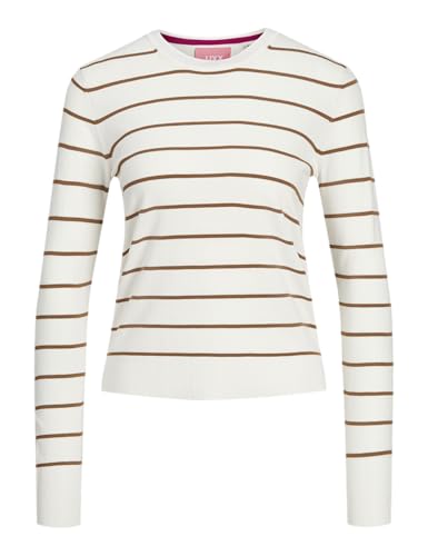 JJXX Damen JXCARA Comfy Crew Neck Knit SN Strickpullover, Cloud Dancer/Stripes:/Toasted Coconut, L von JJXX