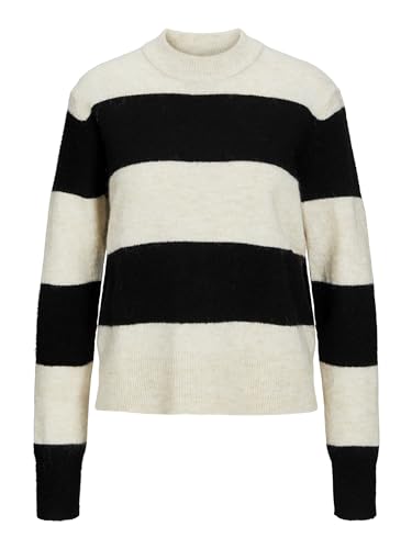 JJXX Damen JXCHICK Crew Neck Knit SN Strickpullover, Bone White/Stripes:/Black, S von JJXX