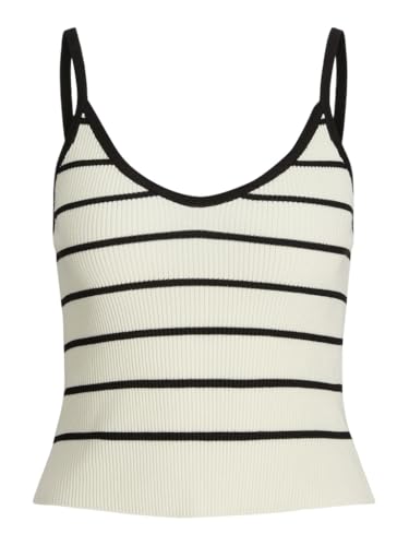 JJXX Damen JXESTHER Tight Short Stripe TOP Knit Stricktop, Cremefarben, Large von JJXX