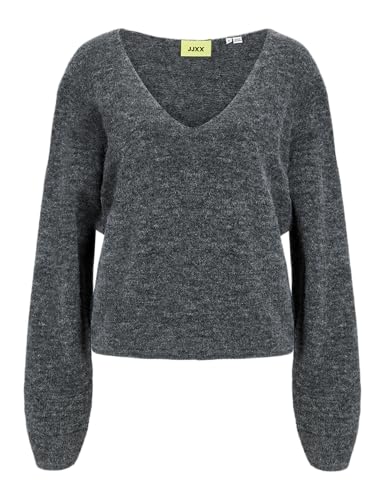 JJXX Damen JXEVI V-Neck Knit SN Strickpullover, Dark Grey Melange, XL von JJXX
