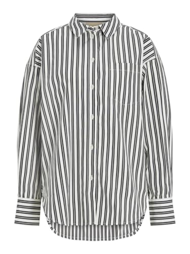 JJXX Damen JXJAMIE LS Relaxed POPLIN Shirt WVN NOOS Hemd, Black/Stripes:EA, X-Large von JJXX
