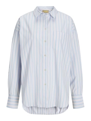 JJXX Damen JXJAMIE LS Relaxed POPLIN Shirt WVN NOOS Hemd, Cashmere Blue/Stripes:EA W. RED, Small von JJXX