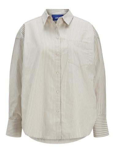 JJXX Damen JXJAMIE LS Relaxed POPLIN Shirt WVN NOOS Hemd, Feather Gray/Stripes:Stripe, Small von JJXX