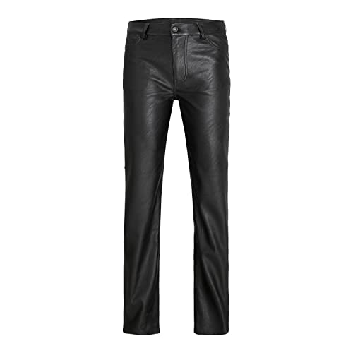 JJXX Damen JXKENYA HW Straight Faux Leat Pants NOOS Hose, Black/Detail:Matte-Long, L von JJXX