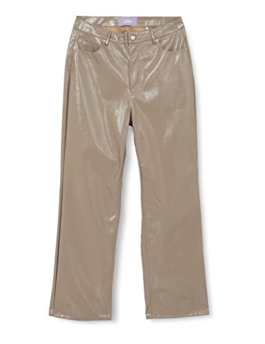 JJXX Damen JXKENYA HW Straight Faux Leat Pants NOOS Hose, Brindle/Detail:Shiny-Long, S von JJXX