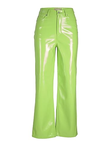 JJXX Damen JXKENYA HW Straight Faux Leat Pants NOOS Hose, Green Flash/Detail:Shiny, S von JJXX