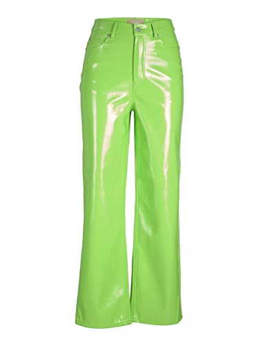 JJXX Damen JXKENYA HW Straight Faux Leat Pants NOOS Hose, Green Flash/Detail:Shiny-Long, S von JJXX