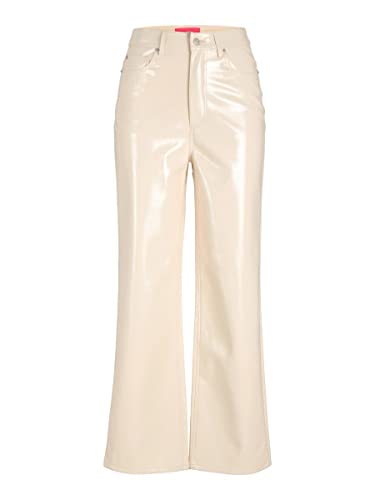 JJXX Damen JXKENYA HW Straight Faux Leat Pants NOOS Hose, Seedpearl/Detail:Shiny, XL von JJXX