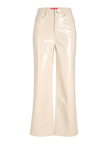 JJXX Damen JXKENYA HW Straight Faux Leat Pants NOOS Hose, Seedpearl/Detail:Shiny-Long, XS von JJXX