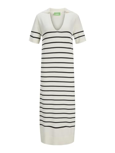 JJXX Damen JXLAYLA Comfy SS Polo Dress Knit Kleid, Vanilla Ice/Stripes:/Black, S von JJXX