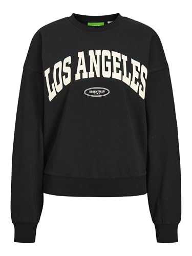 JJXX Damen JXMERLE Spring RLX Short LS Crew SWT Sweatshirt, Black/Print:LOS Angeles, L von JJXX
