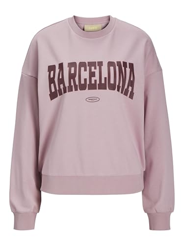 JJXX Damen JXMERLE Spring RLX Short LS Crew SWT Sweatshirt, Mauve Shadows/Print:Barcelona, 42 von JJXX