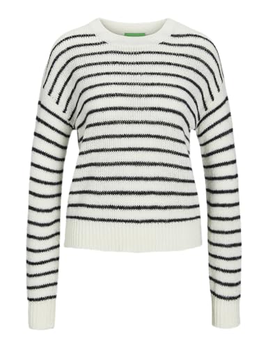 JJXX Damen JXPENELOPE Crew Neck Knit SN Strickpullover, Vanilla Ice/Stripes:/Black, S von JJXX