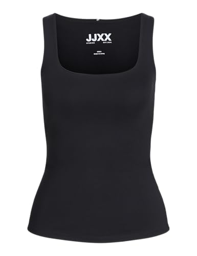 JJXX Damen JXSAGA STR SL TOP JRS T-Shirt, Schwarz, X-Large von JJXX