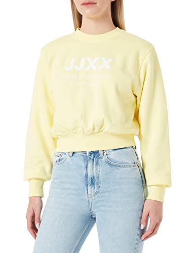 JJXX Damen Jjxx Jxbella Ls Relaxed Vint Sn Sweatshirt, Elfin Yellow/Detail:bright White Print Cali 1, XS EU von JJXX