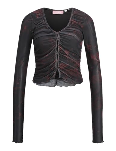 JJXX Damen Jxblue Ls Mesh Peak Top WVN Langarmshirt, Sassafras/AOP:Abstract, X-Large von JJXX