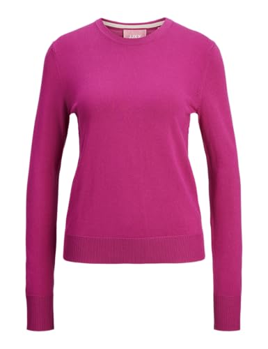 JJXX Damen Jxcara Comfy Crew Neck Knit Sn Strickpullover, Fuchsia Red/Detail:/Fog, L von JJXX