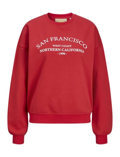 JJXX Damen Jxcilla RLX Ls Print Crew SWT Sweatshirt, Racing Red, 38 von JJXX