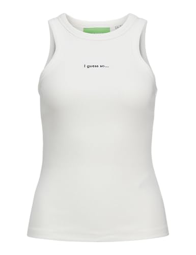 JJXX Damen Jxforest STR Sl Rib Top JRS Tanktop, Blanc de Blanc/Detail:Black EMB, Large von JJXX