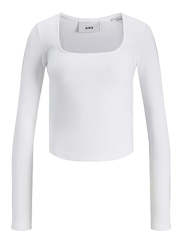 JJXX Damen Jxfura STR Ls Square Neck Rib JRS Sn Top, Bright White, L EU von JJXX