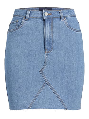 JJXX Women's JXHAZEL Short Skirt HW RH AKM LN Rock, Light Blue Denim/Detail:AKM3, L von JJXX