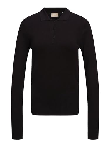 JACK & JONES Women's JJXX JXNATASHA LS Soft Polo Knit NOOS Pullover, Black, M von JACK & JONES