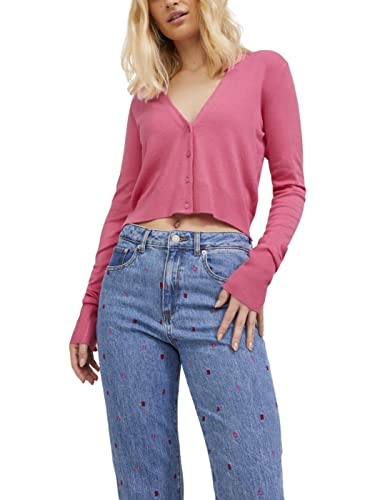 JJXX Women's JXISABEL LS Soft Cropped Knit Cardigan, Carmine Rose, L von JJXX