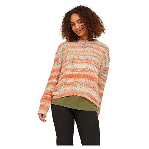 JJXX Women's JXSIMONE LS CNECK Knit NOOS Pullover, Beige/Stripes:/Multi Space dye, XS von JJXX