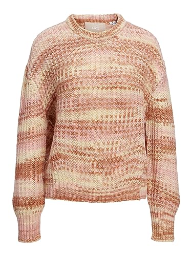 JJXX Women's JXSIMONE LS CNECK Knit NOOS Pullover, Coral Haze/Stripes:/Multi Space dye, L von JJXX