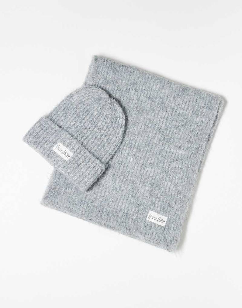 JJXX - Geschenkset aus Schal und Strickmütze in Grau mit Geschenkbox von JJXX