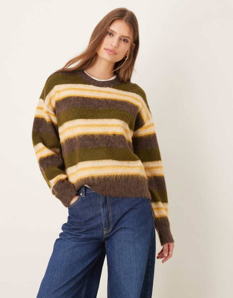 JJXX - Gestreifter Strickpullover in Braun-Bunt von JJXX