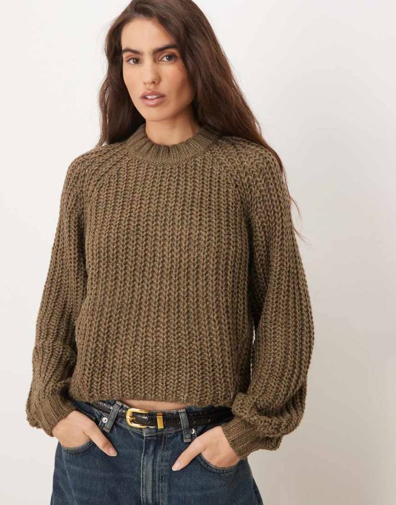 JJXX - Grobstrickpullover in Braun mit Rundhalsausschnitt-Brown von JJXX