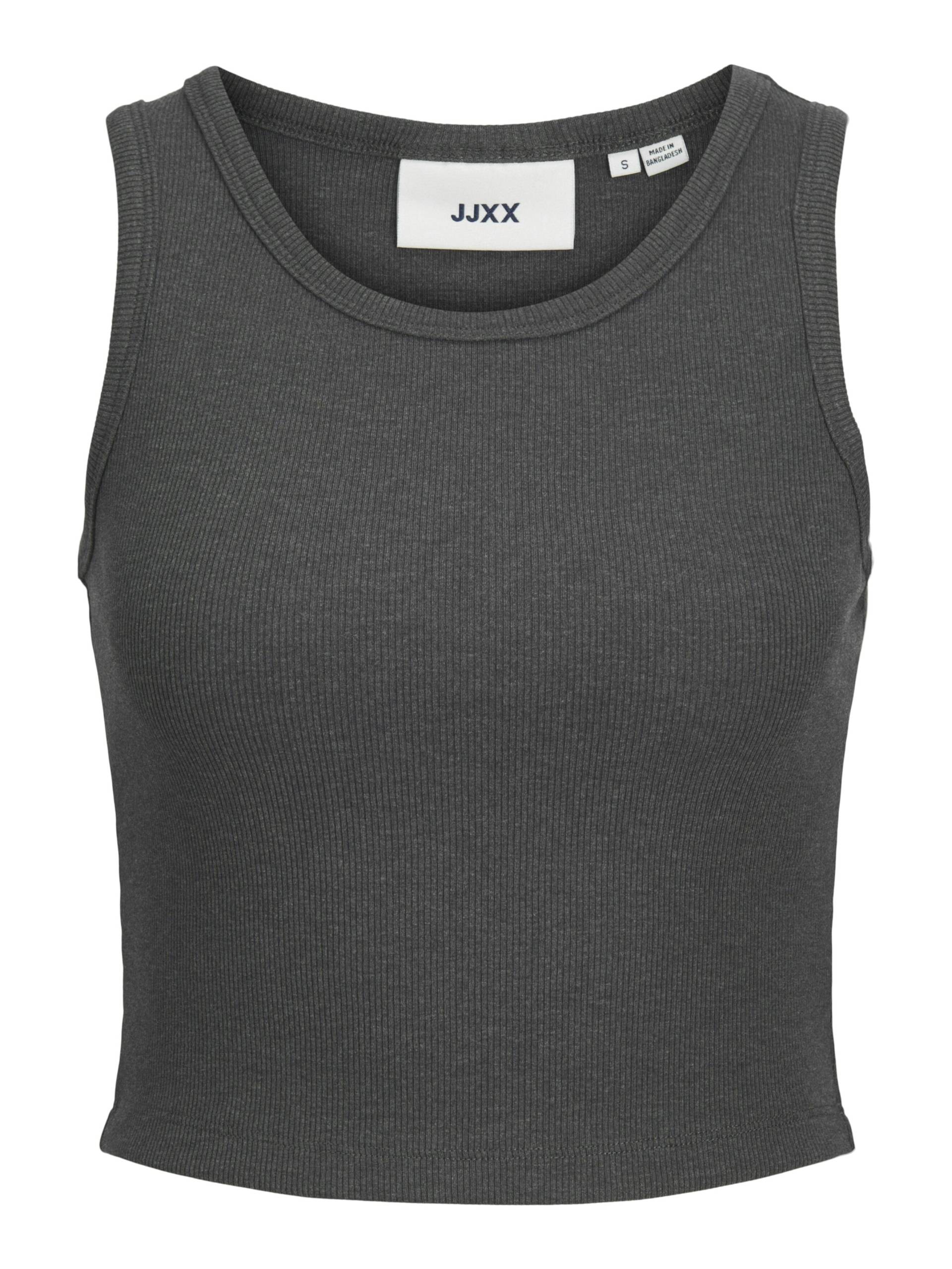 JJXX - JXFALLON STR SL RIB TOP JRS NOOS dark grey melange - Gr. - XS von JJXX