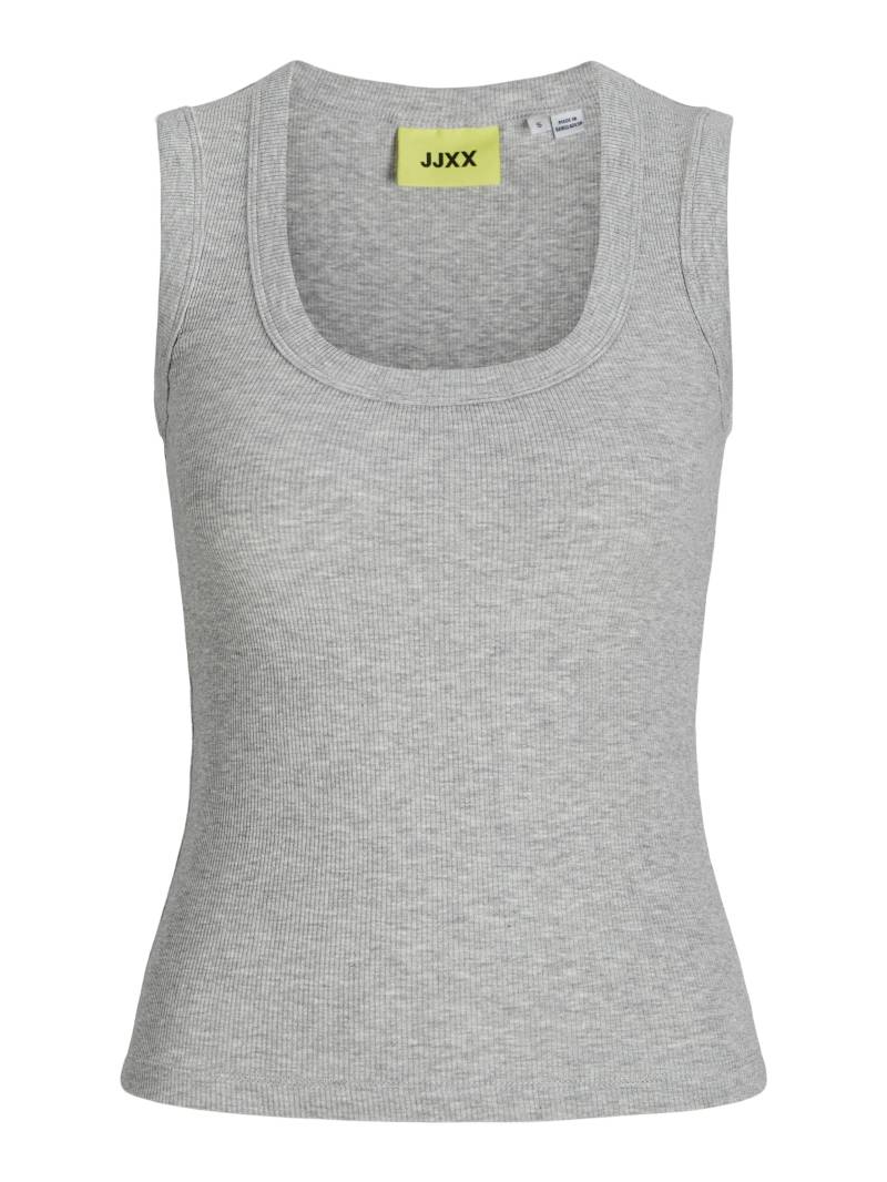 JJXX - JXFIA STR SL U NECK TOP JRS light grey melange - Gr. - S von JJXX