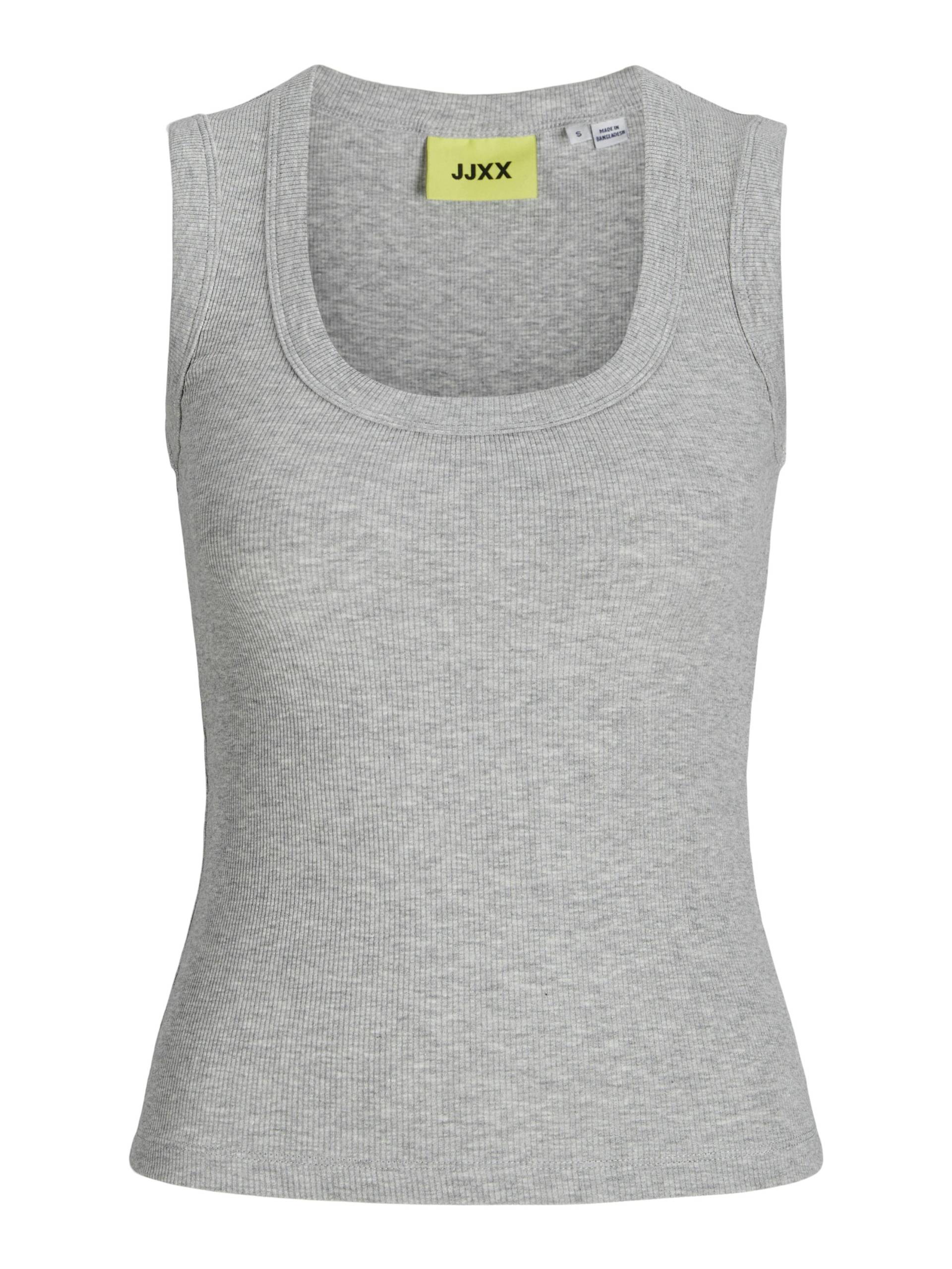 JJXX - JXFIA STR SL U NECK TOP JRS light grey melange - Gr. - XL von JJXX