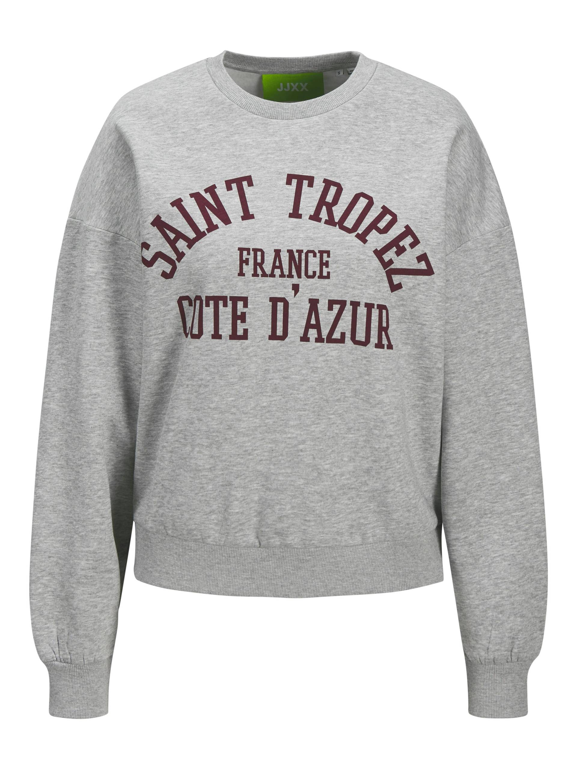 JJXX - JXMERLE RLX SHORT LS CREW SWT LN light grey melange - Gr. - L von JJXX