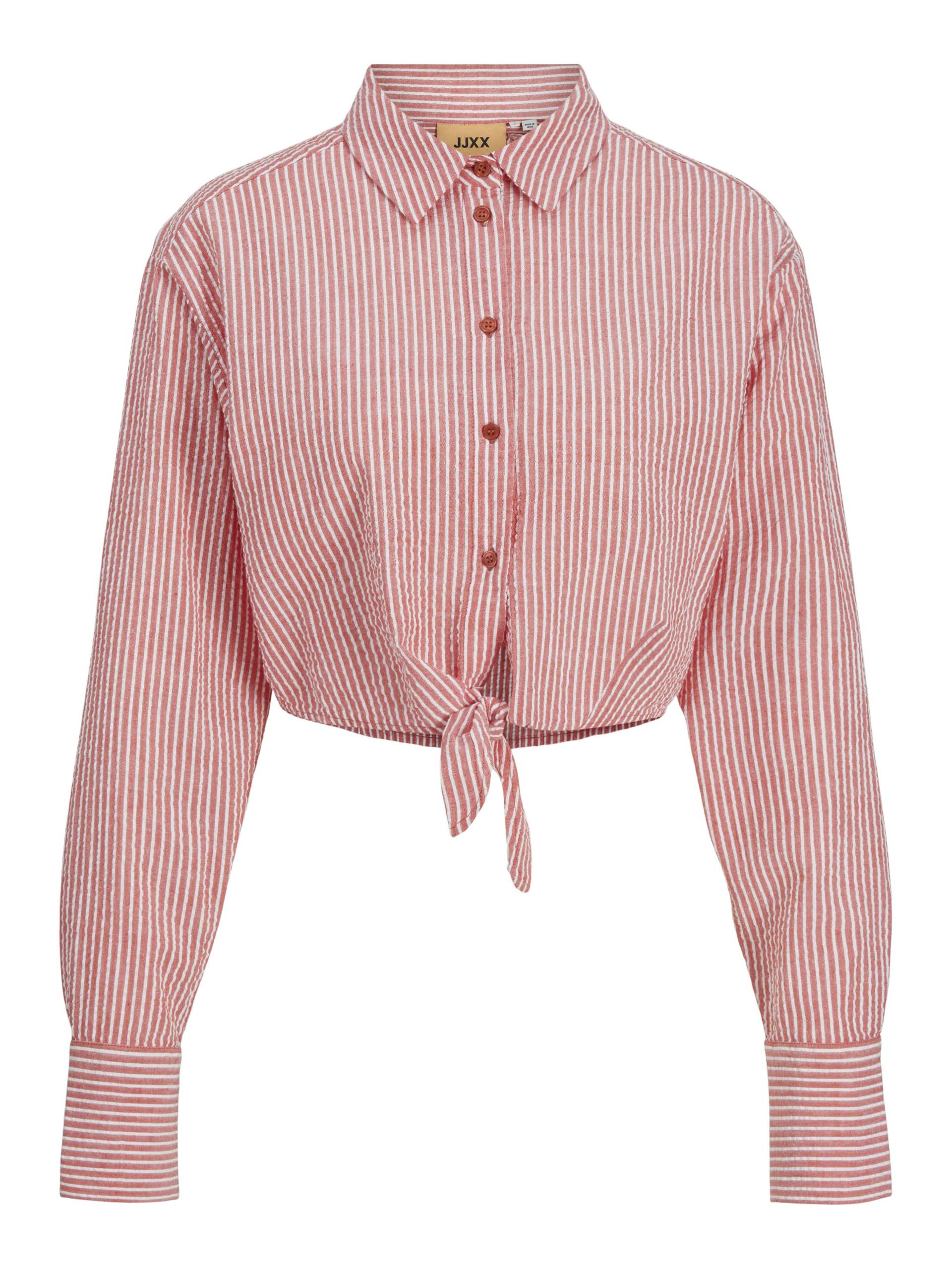 JJXX - JXWINDY SEERSUCKER LS KNOT SHIRT WVN racing red - Gr. - XS von JJXX