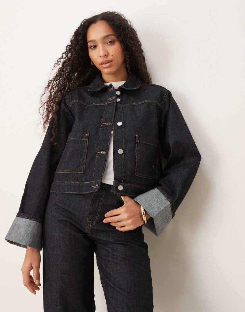 JJXX - Jeansjacke in Dunkelblau mit umgeschlagenen Bündchen-Marineblau von JJXX