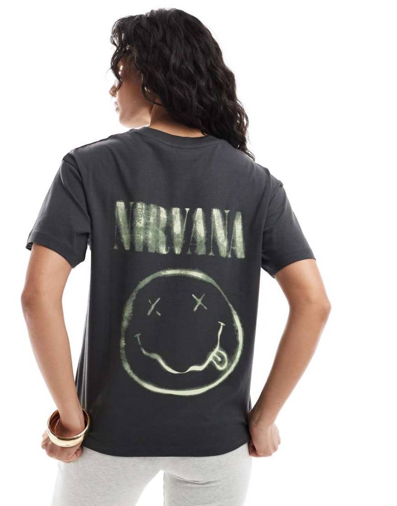 JJXX - Kastiges T-Shirt in Grau mit „Nirvana"-Print von JJXX