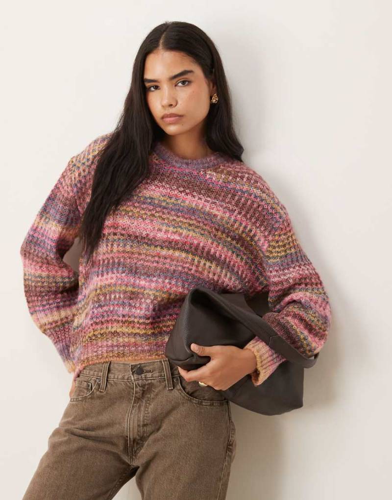 JJXX - Oversize-Strickpullover aus Space-Dye-Garn in Burgunderrot gemischt von JJXX