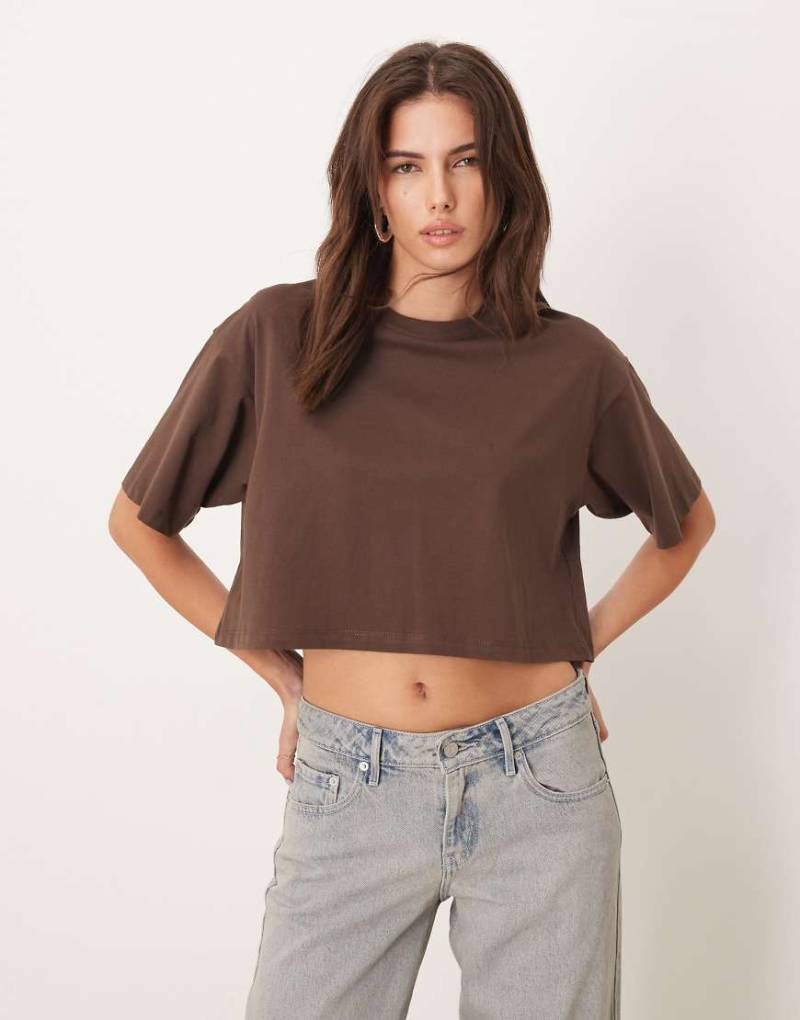 JJXX - Oversize-T-Shirt in Braun mit Cropped-Schnitt-Brown von JJXX