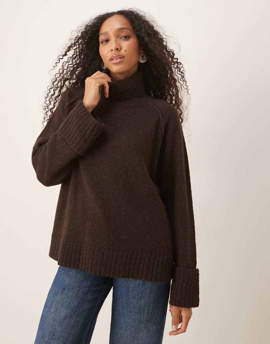 JJXX - Rollkragenpullover in Braun mit Oversize-Ärmeln-Brown von JJXX