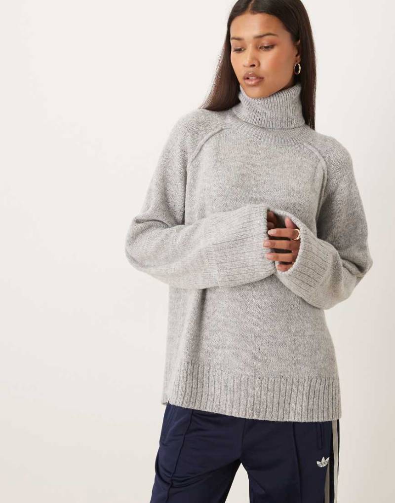 JJXX - Rollkragenpullover in meliertem Grau mit Bündchen von JJXX