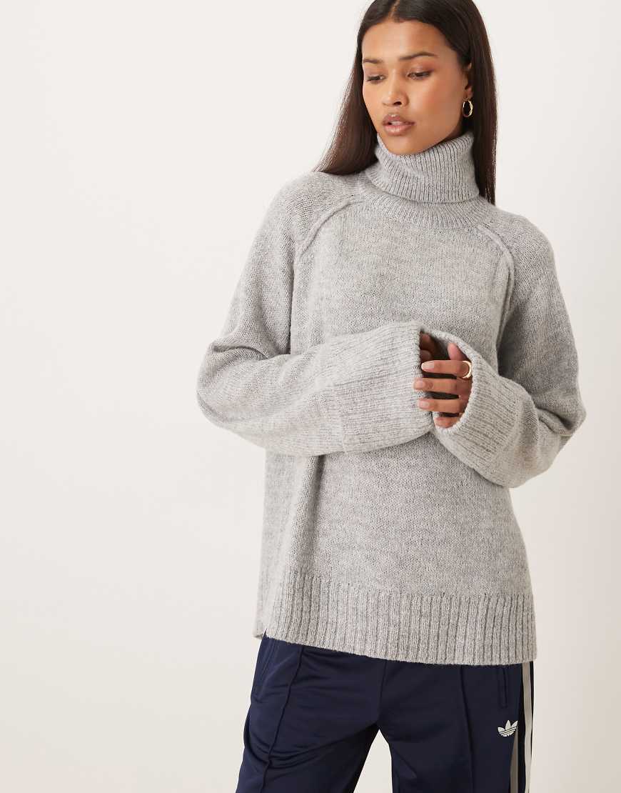 JJXX - Rollkragenpullover in meliertem Grau mit Bündchen von JJXX